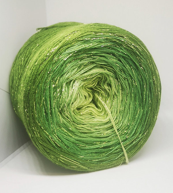 Bobbel Nr. 11, 3 Fädig Farbverlauf + Lurex Grün, Farbe: Grün